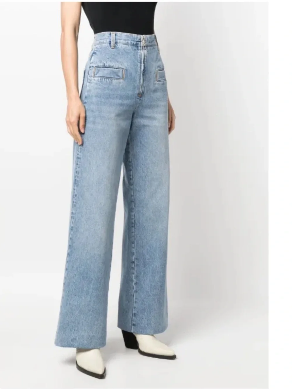 SANDRO High-Waist Wide-Leg Light Blue Jeans - Picture 11 of 17